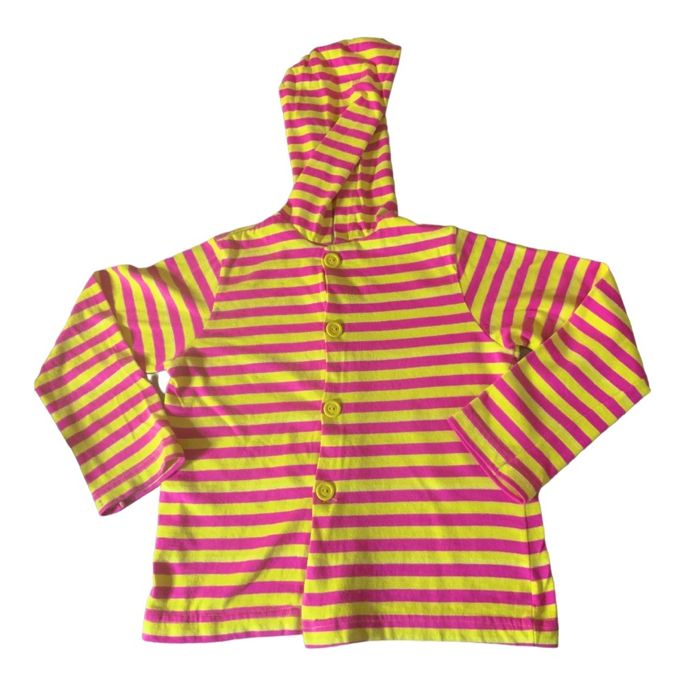 CHEZ AMI by PATSY AIKEN Vintage Pink Yellow Striped Hooded Shirt/Jacket - Size 8